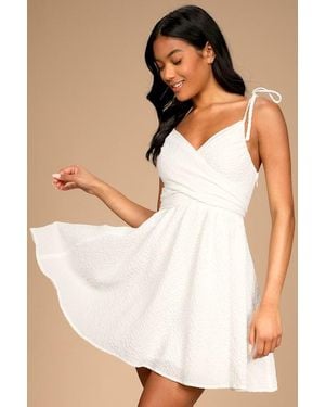 Lulus Cute And Sweet Tie-Back Mini Skater Dress - Natural
