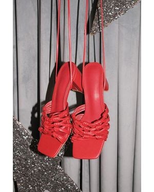 Lulus Eda Knotted Lace-Up High Heel Sandals - Red