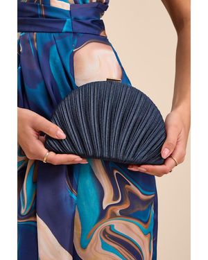 Lulus Pleat Perfection Satin Pleated Hard Clutch - Blue