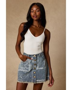 Lulus Hayzel Light Wash Denim Button-Front Mini Skirt - Blue