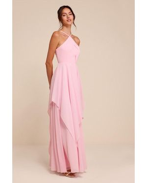 Lulus Aletta Tiered Halter Maxi Dress - Pink