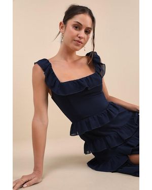Lulus Compelling Romantic Ruffled Tiered Maxi Dress - Black