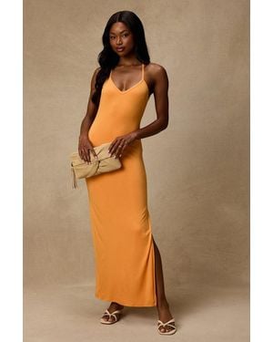 Lulus Palani Light Jersey Knit Maxi Dress - Orange