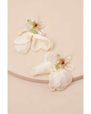 Lulus Clarisa Floral Mix Media Statements Earrings - Natural