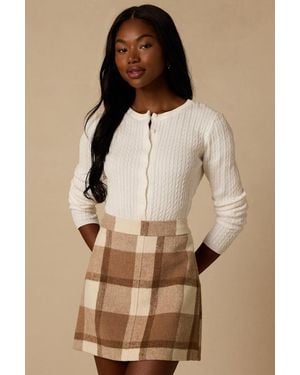 Lulus Mad For Plaid Plaid Mini Skirt - Natural