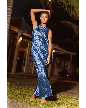 Lulus Narelle Floral Burnout Ruffled Maxi Dress - Blue