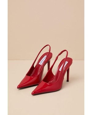 Steve Madden Reyes Box Leather Slingback Court Shoes - Red