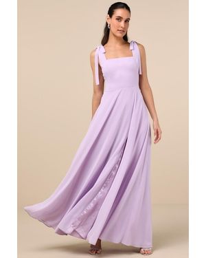 Lulus Love Me Forever Tie-Strap Square Neck Maxi Dress - Purple