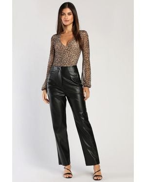 Lulus Icon Living Vegan Leather High-Waisted Trousers - Black