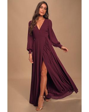 Lulus My Whole Heart Plum Long Sleeve Wrap Dress - Red