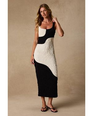 Lulus Instantly Adored Colour Block Textured Midi Dress - Natural