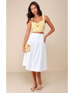 ZEMETA Only One Drop Waist Midi Skirt - White