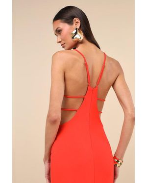 Lulus Annina Cutout Column Maxi Dress - Red