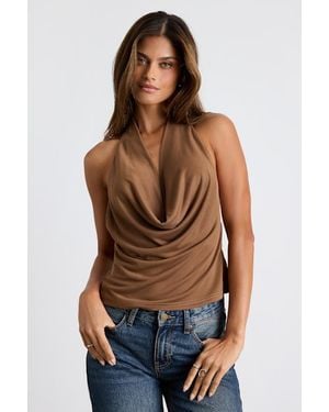 Lulus Zazie Cowl Neck Braided Backless Tank Top - Blue