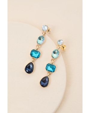 Lulus Precise Radiance Rhinestone Drop Earrings - Blue