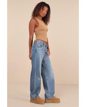 Levi's Baggy Dad Medium Wash Cotton Denim Mid-Rise Wide-Leg Jeans - Blue