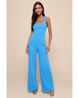 Lulus Glamorous Dedication Sleeveless Wide-Length Jumpsuit - Blue