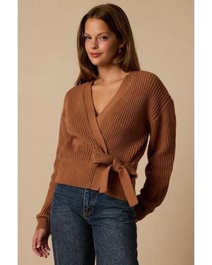 Lulus Annie Belted Cardigan Sweater - Blue