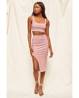 Lulus Set For Life Blush Ribbed Bodycon Two-Piece Dress - Pink