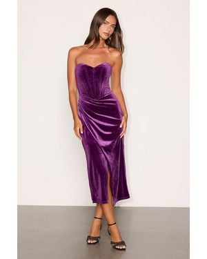 Lulus Masterfully Flirty Velvet Bustier Midi Dress - Pink