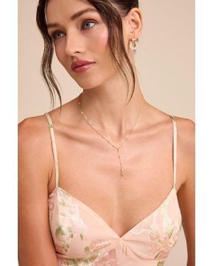 Lulus Molina Pearl Lariat Necklace - Natural
