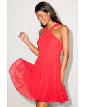 Lulus Forevermore Skater Dress - Red