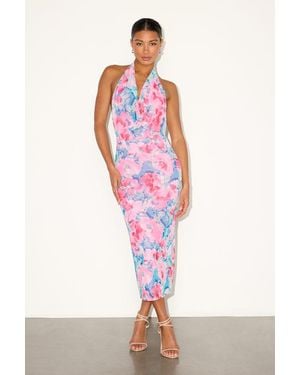 Lulus Venus And Floral Mesh Backless Midi Dress - Pink