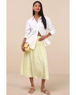 Lulus Kesia Textured A-Line Midi Skirt - Natural