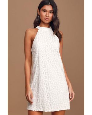Lulus All My Adoration Lace Halter Shift Dress - White