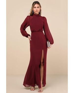 Lulus Graceful Entrance Long Sleeve Backless Maxi Dress - Red