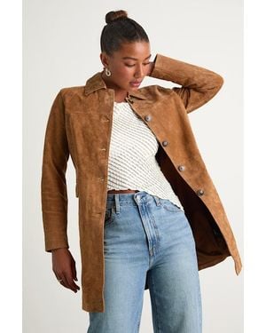 Blank NYC Vessa Suede Collared Trench Coat - Blue