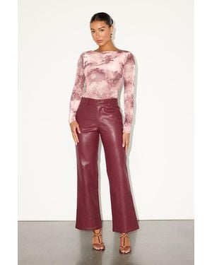 Lulus Zyren Vegan Leather Mid-Rise Straight Leg Pants - Red
