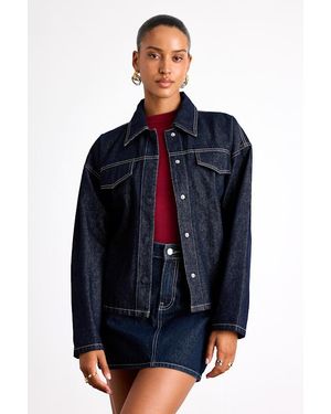 Lulus Lamaya Dark Wash Belted Denim Jacket - Blue