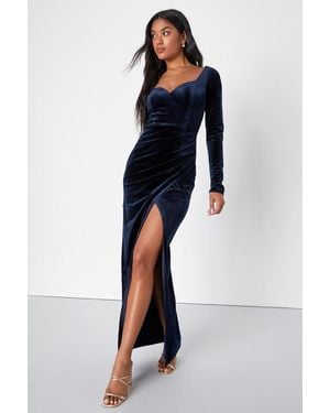 Lulus Va Va Voom Velvet Backless Long Sleeve Midi Dress in Black | Lyst