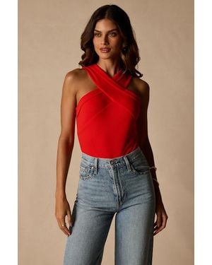 Lulus Berlinda Cross-Front Bodysuit - Red
