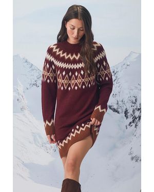 Lulus Becklynn Fair Isle Jumper Mini Dress - Red