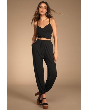 Lulus Doin' It Right Wrap Two-Piece Jumpsuit - Black