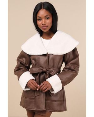 The Frolic Paris And Oversized Shearling Jacket - White