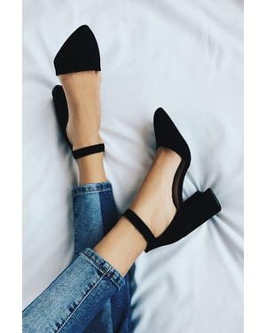 Lulus Ellarose Suede Ankle Strap Heels - Black
