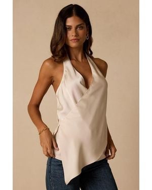 Lulus Jeanette Cream Satin Halter Top - Natural