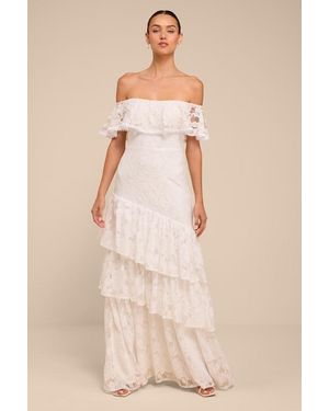 Lulus Poet Lace Tiered Maxi Dress - Natural