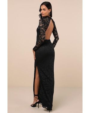 Lulus Extravagant Energy Lace Backless Long Sleeve Maxi Dress - Natural