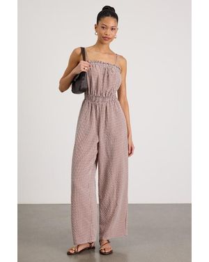 Lulus Dylan Gingham Wide-Leg Jumpsuit - Pink