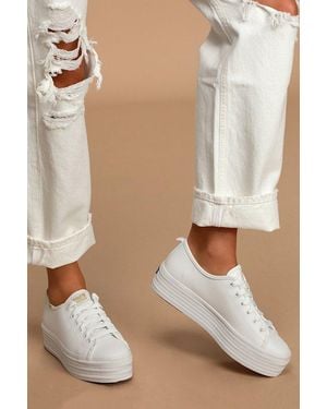 Keds Triple Up Leather Platform Sneakers - Natural