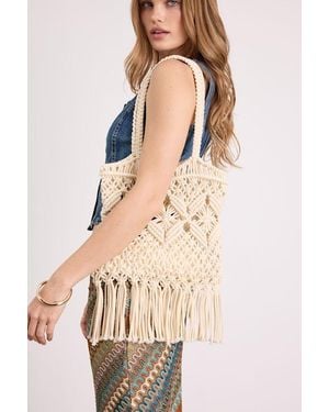 Lulus Cambria Macrame Fringe Tote Bag - Natural