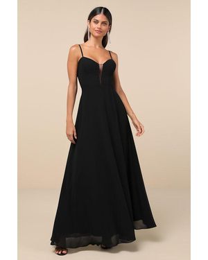 Lulus Stunning Grace Cutout A-Line Maxi Dress - Black