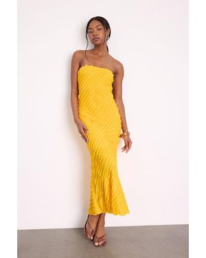 Lulus Faelyn Strapless Ruffled Midi Dress - Yellow