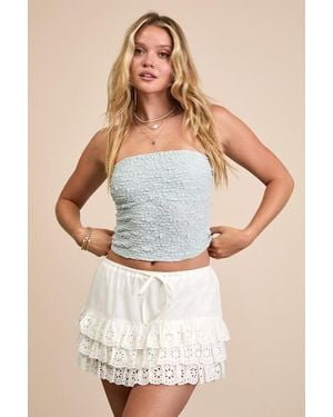 Lulus Breya Cotton Eyelet Embroidered Tiered Mini Skort - White