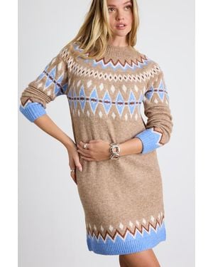 Lulus Becklynn Fair Isle Jumper Mini Dress - Grey