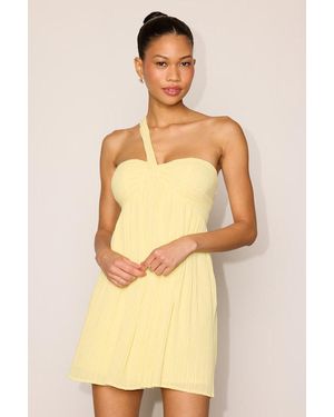 Lulus Cayton Pleated One-Shoulder Mini Dress - Natural